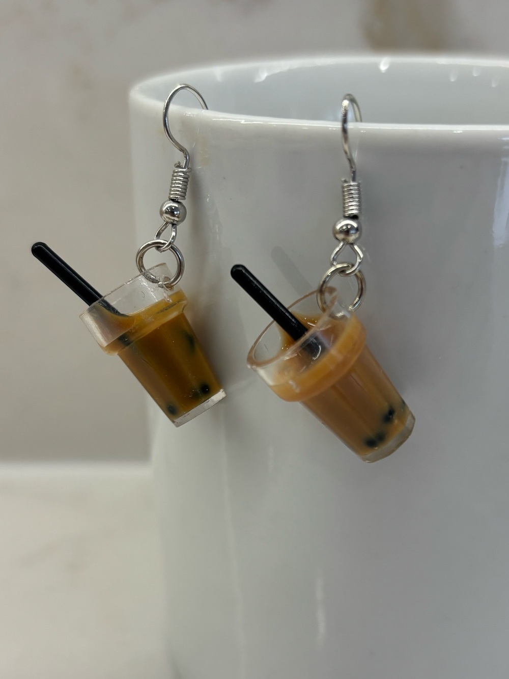 New Miniatures Boba Tea Dangle Earrings with Tapioca Pearls Adorable
